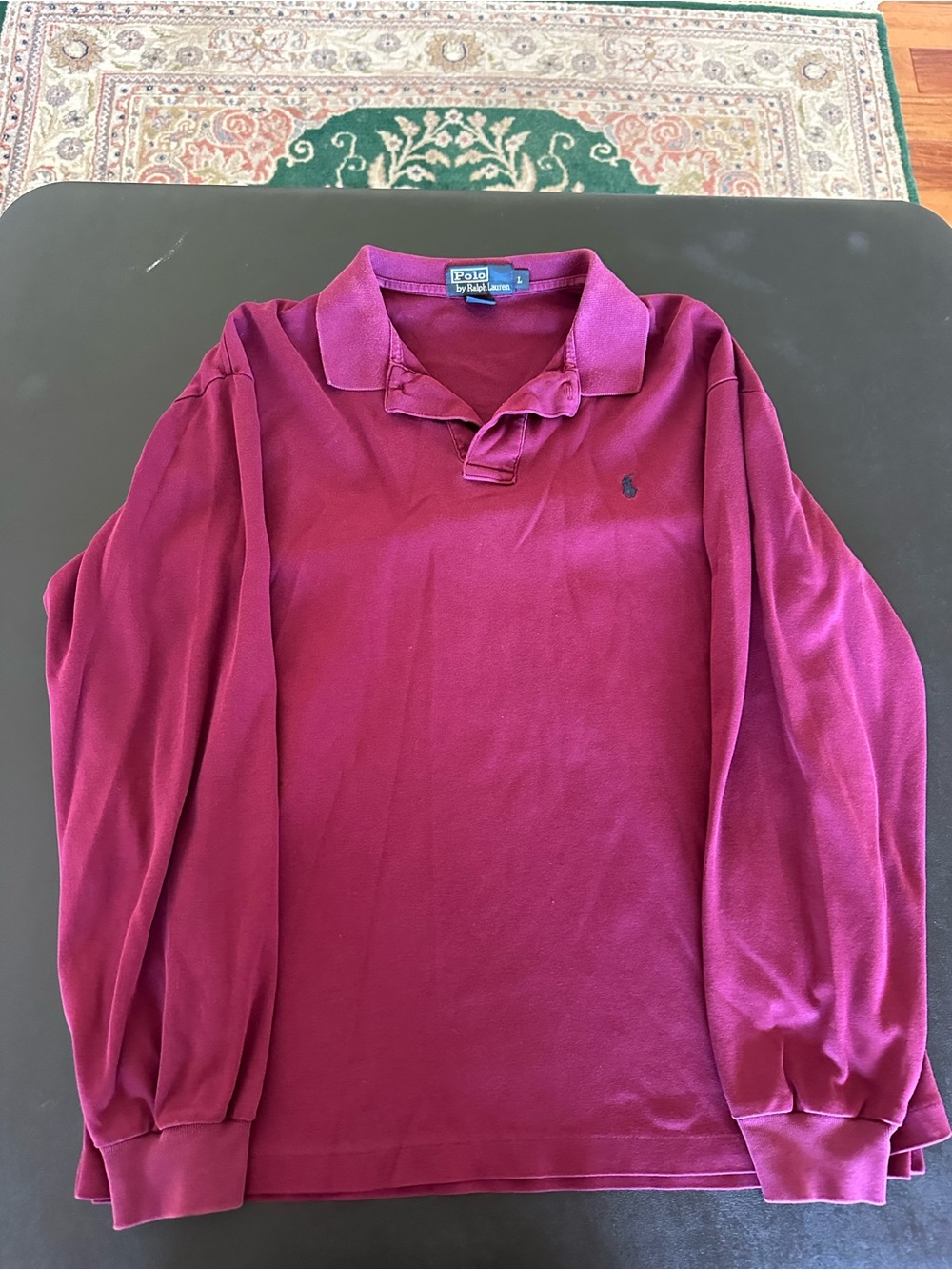 Ralph Lauren Long-Sleeve Polo Shirt - Burgundy Mens Marge